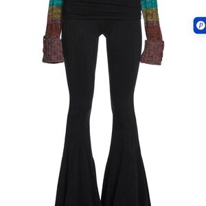 Dolls Kill Black Fold-Over Flare Pants